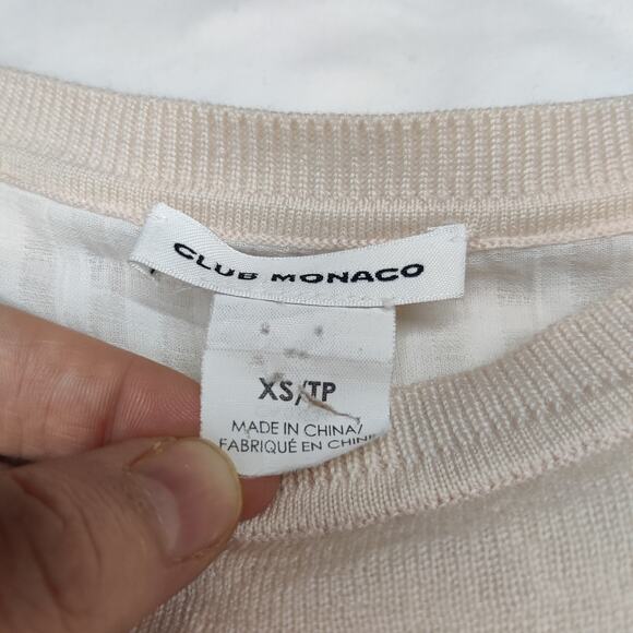 Club Monaco Blush Pink Lightweight Twofer Layered Cotton Crewneck Sweater XS - Picture 6 of 10